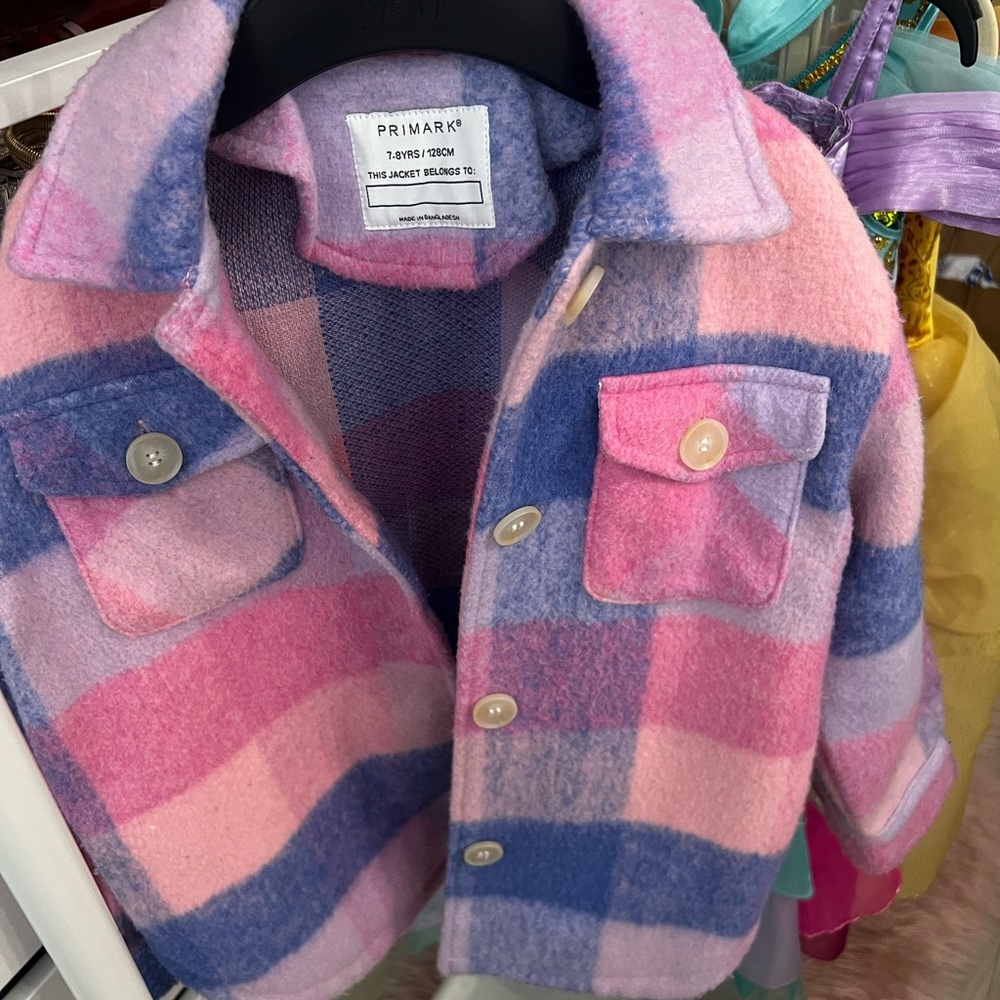 Primark Spain Pink and Blue Pea Coat with Soft Fleece Material